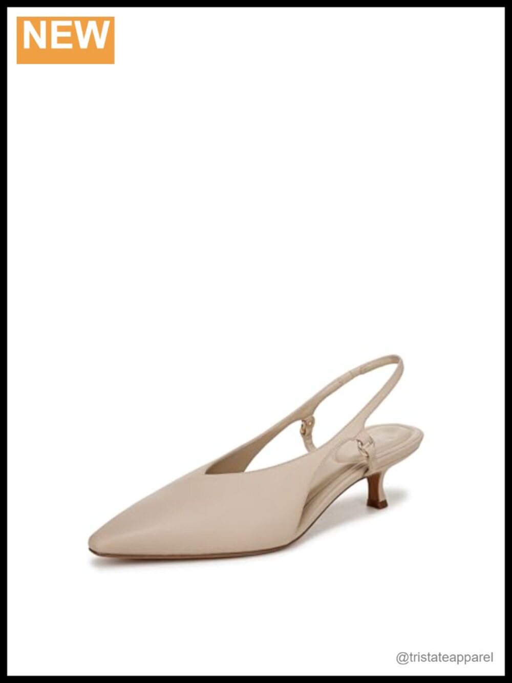 Leather Slingback Kitten Heel Pointed Toe Pump